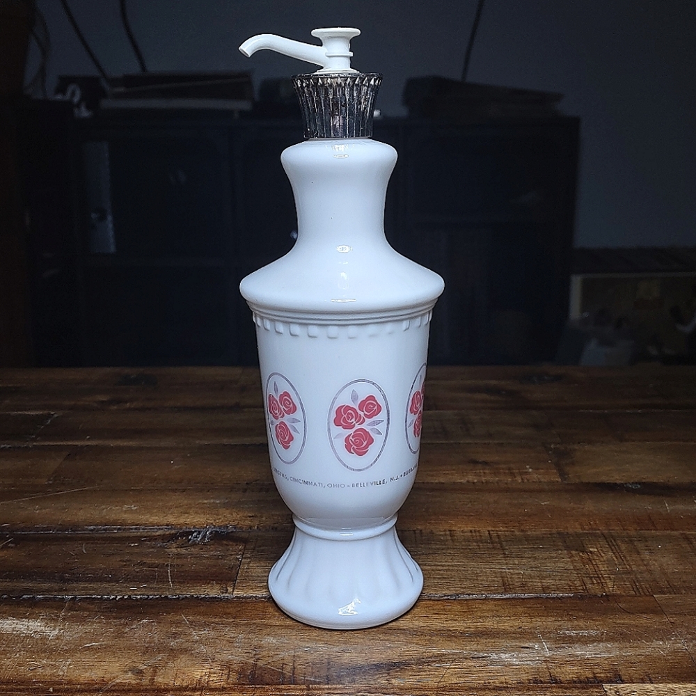 Jergens Rose Lotion Bottle Milk Glass Rare